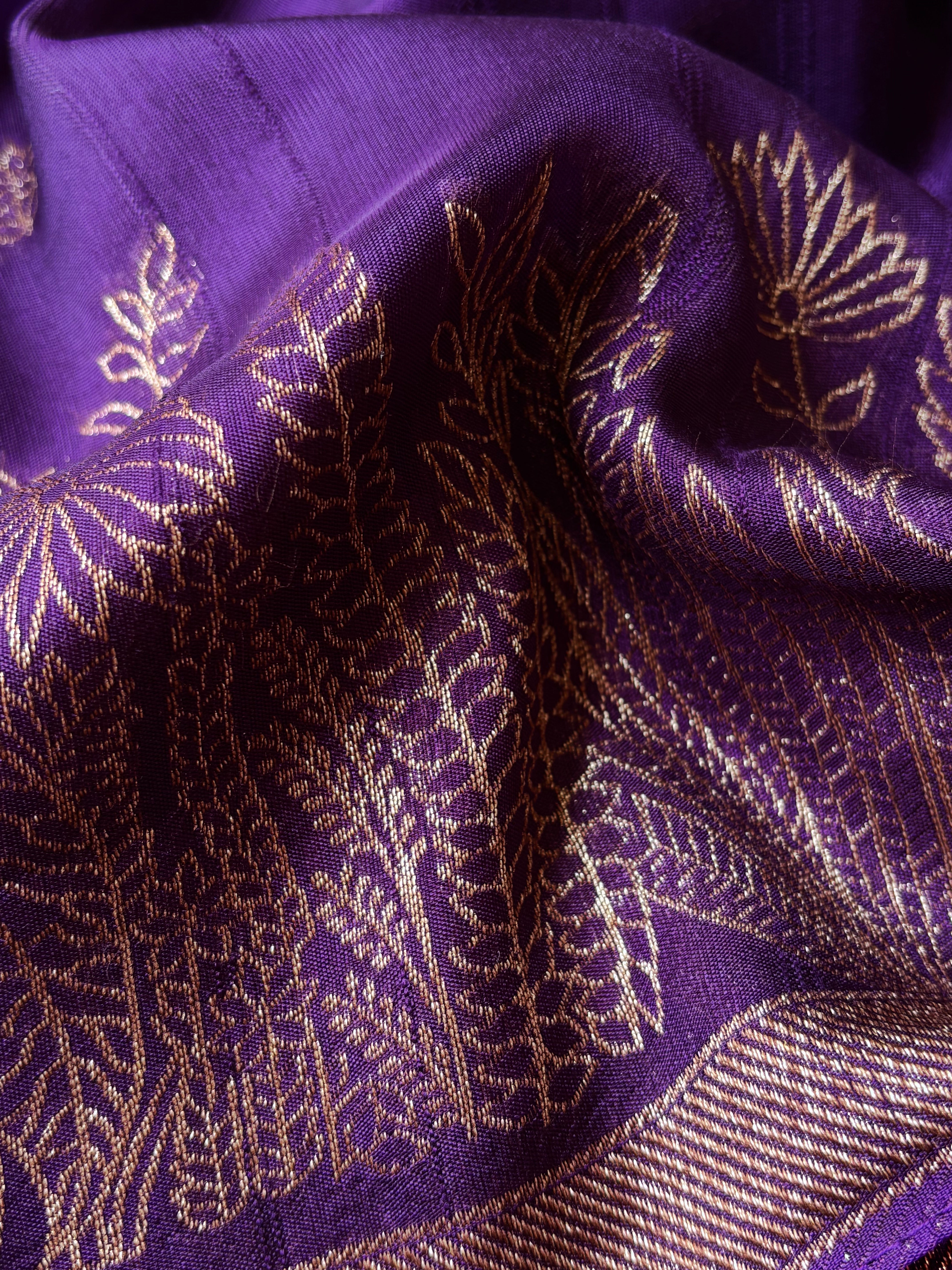 Purple Blended Raw Silk Saree